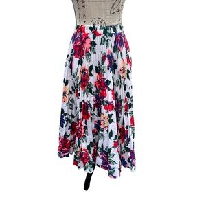 Vintage Yessica Floral Pleated Midi Skirt Romantic Cottagecore Sz 38/S Spring